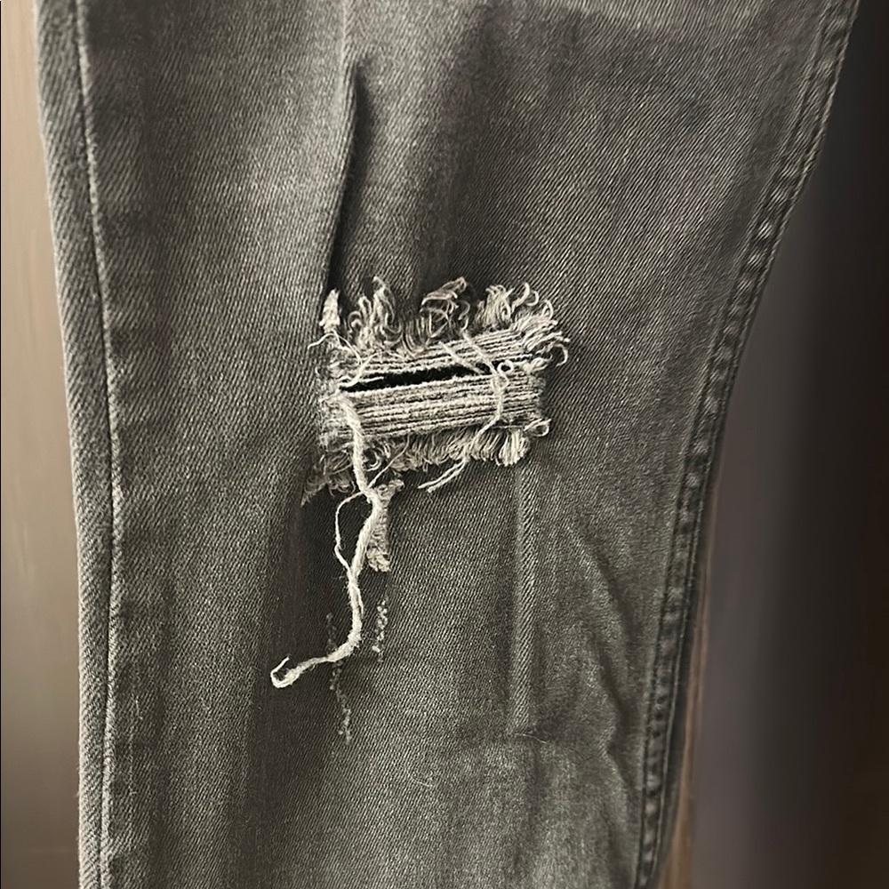 Free People Distressed Black Jeans with Frayed Hem - Picture 3 of 5